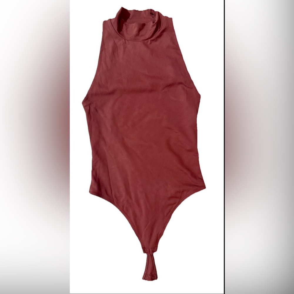 Aritzia Babaton Contour Bodysuit Top Sleeveless Mock Turtleneck Brown S Bodycon